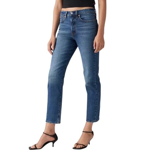 Levi's Wedgie Straight Fit Jeans Dark Wash Women 32 - Picture 1 of 9